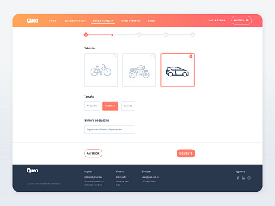 Queo Parking Platform - Registration Form Step 2 progress progressbar registration registration form ui uidesign visual design workinprogress