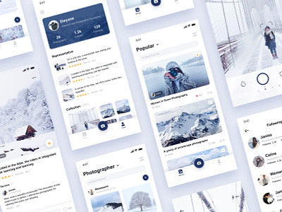 Photography APP UI Design-1 app blue clean design frigid snow scene ui ux
