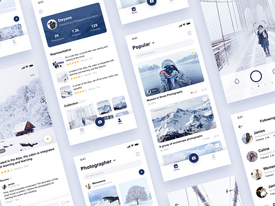 Photography APP UI Design-1 app blue clean design frigid snow scene ui ux