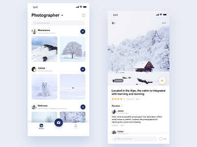 Photography APP UI Design-3 app blue clean design photography snow scene ui ux