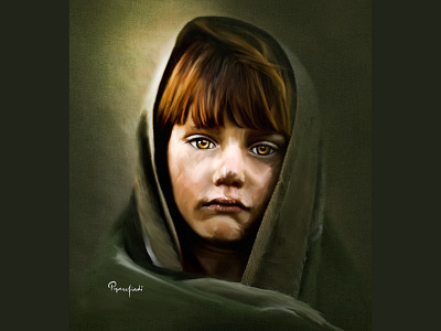 Little Gray Veil children digital art digital painting digital portrait illustration potrait realism refugee war