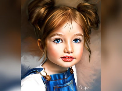 Sparkling Blue Eyes children digital art digital painting digital portrait illustration realism