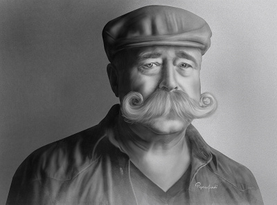 Mustache and Beard blackandwhite digital art digital painting digital portrait illustration man realism sketch