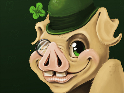 Lucky pig art character concept digital drawing illustration photoshop practice sketch