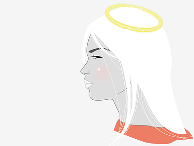 Halo angel cartoon character face girl hair halo illustration portrait vector