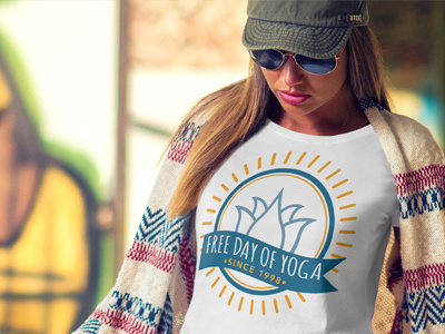 Free Day of Yoga typography illustration logo branding