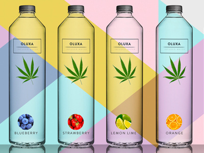 Oluxa Cannabis Infused Water branding illustration logo package design