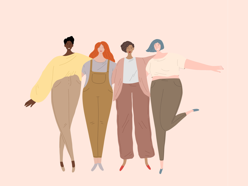 Girls🌸 vector illustration vector happy body positive feminism friendship women girls