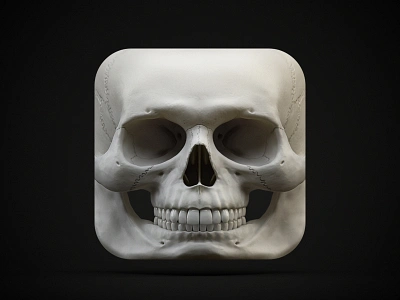 Skull iOS Icon 3d apps cinema4d icon ios ipad iphone render skull zbrush