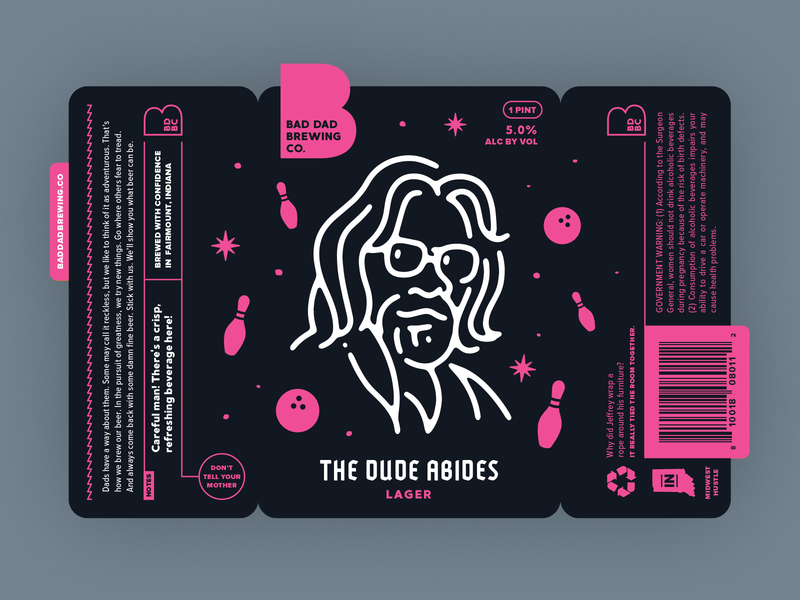The Dude Abides beer branding can dude label lebowski