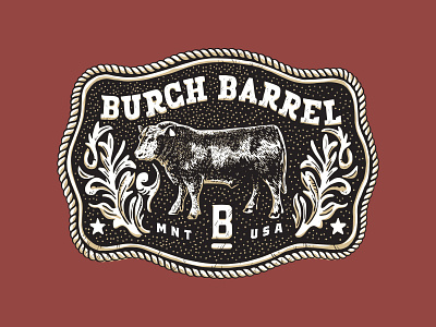Burch Barrel Belt Buckle Shirt Concept bbq belt buckle bull cow grilling tshirt