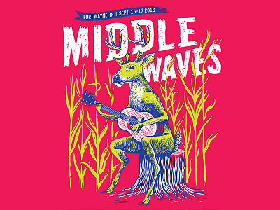 Middle Waves Music Festival Poster deer gig poster guitar middle waves middle west midwest music festival