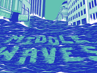 Middle Waves Poster festival flood gig poster hand drawn type hand type indiana middle waves type typography water waves