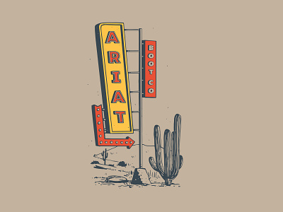 Desert Motel Sign 2 cactus cowboy desert motel western