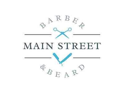 Main Street Barber & Beard Logo barber shop logo logo design