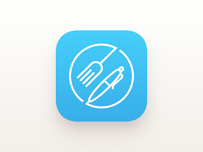 Foodnotes iOS app icon blue version app blue fork icon ios linedraw pen