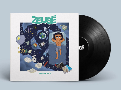 Zeusé - "Ventre Vide" Single Cover album cover artwork branding cartoon comic design illustration illustrator music music album music artwork single cover visual identity