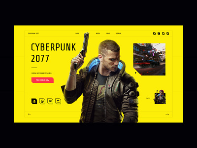 Cyberpunk 2077 Website 2020 branding concept creative cyberpunk 2077 design futurism game illustration neon ps4 site typography ui ux weapon web yellow