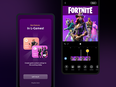 Mobile Design of an App for Gamers app application design editor fortnite game gamers ios ui ux videoeditor