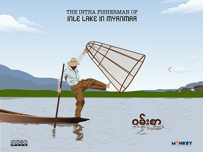 Intha fisherman design illustration