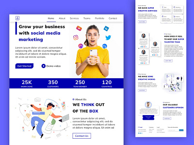 Social Media Marketing Landing Page agency landing page creative landing page social media marketing ui design web design web template