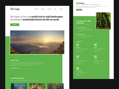 Landing Pages for Wild Landscapes NGO donate us landing page modern ngo non profit organization ui unique ux