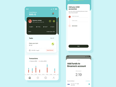 Financial App - UI/UX add amount add money app design blue child finance create account finance financial app minimal modern app design sign up