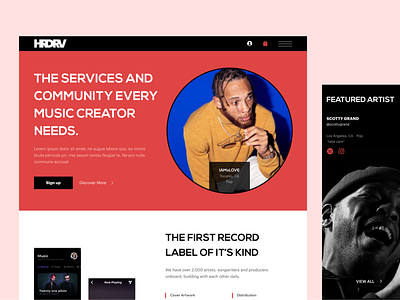 Music creators community - Landing Page bigger type boxed layout design hero hero layout landing landing page minimal modern music music web design musician type ui ux