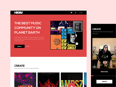 Music creators community - Landing page boxed layout hero hero section landing landing page minimal modern music music landing page musicians ui ux