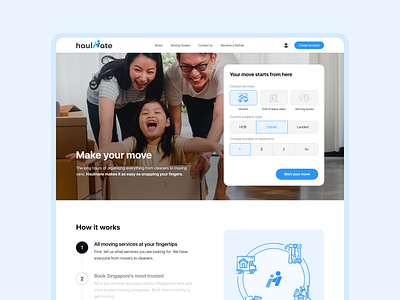 Haulmate - Your Moving Partner - Landing Page booking cleaning electricity services hotel booking landing page modern move moving moving services ui ux