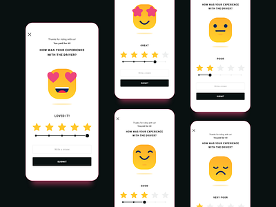 Interactive rating experience app design emoji modern review