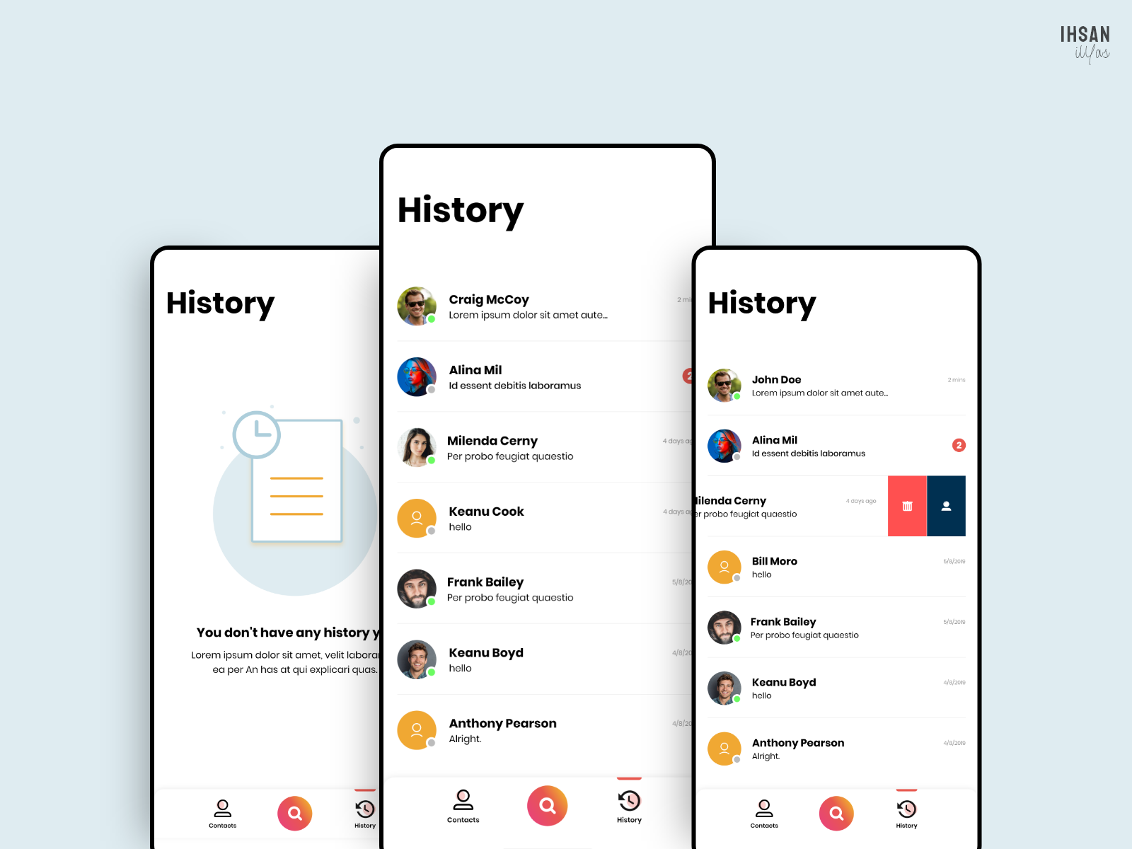 Messages/History UI by Busona on Dribbble
