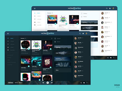 Dashboard - Morebass - Social media for music lovers dark mode dashboad grid light mode music music app social web design