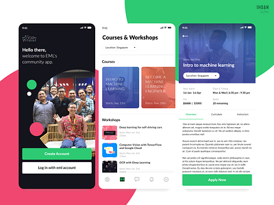 Community App - EML community courses feed learning learning app login minimal signup social splash ui ui ux ui design ux workshops