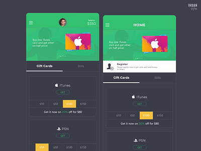 Home Screen - HowMuch app design gift card home modern register ui uidesign ux