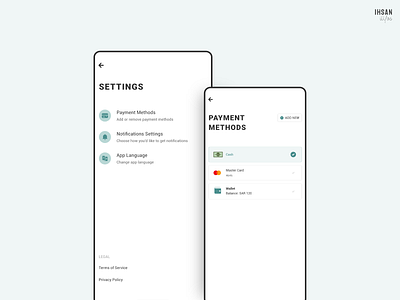 Setttings/Payment Methods appdesign minimal modern payment method settings ui ux