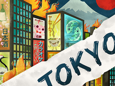 Proletariat Tokyo Postcard apocalyptic billboards cities japan postcards retro texture tokyo vintage world zombination zombies