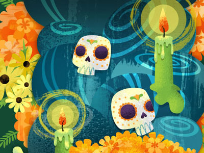 Day of the Dead Detail chrysanthemums day of the dead flowers halloween skulls