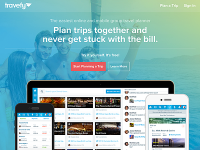 New Travefy Home Page conversion landing page marketing travel