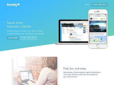 Travefy Professional Landing Page gradient landing page marketing