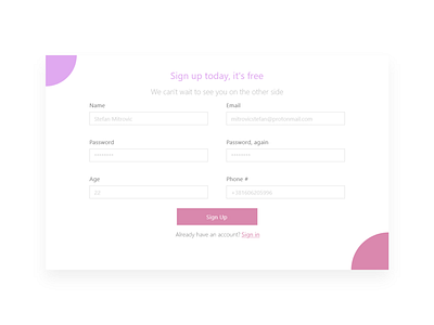 Sign up design clean design form form design pastel signup typography ui web web deisgn