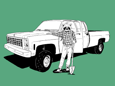 Rocky Racoon design drawing illustration racoon truck