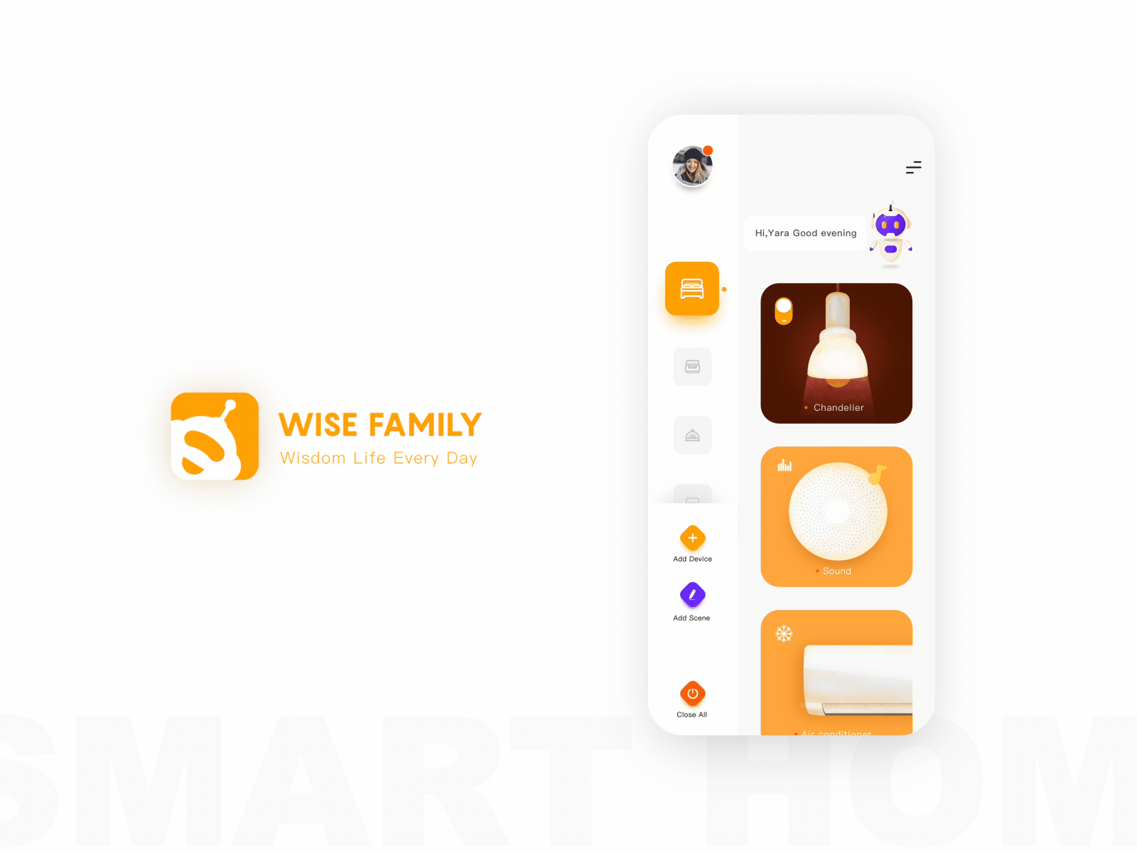 Wise Family—Smart Home animation app design ui