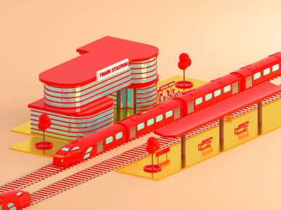 Royal Mail Train Station 3d 3danimation adobe advertising after affects animation box cinema4d dribbble mail motion design octane redshift train