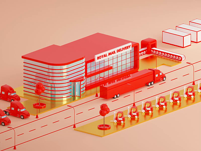 Royal Mail Warehouse animation car cinema4d delivery goods mail parking post store truck warehouse