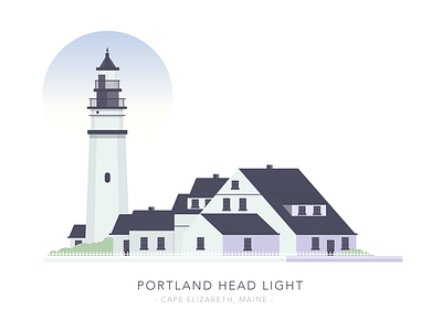 Portland Head Light, Cape Elizabeth, Maine, USA building illustration light lighthouse
