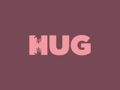 Hug hands hug logo negative space pink simple