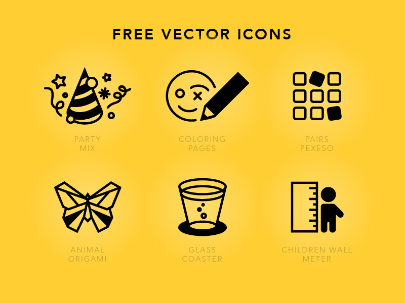 Icons icons vector free children party pencil pairs origami butterfly glass coaster meter