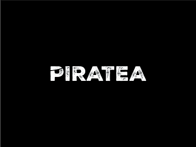 Piratea black eye logo minimal negative pirate space tea typographic white