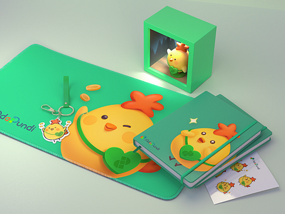 Products mockups for a cute character named PunPun 3d blender cartoon character illustration mascot merch merchandise mockup products